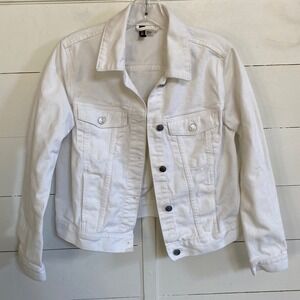 H&M Divided Womens White Denim Trucker Jacket Size S Cotton 0829646 1